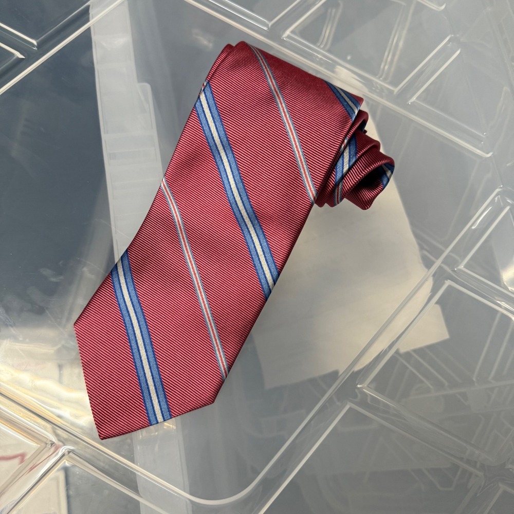 Vintage Brooks Brothers 346 Red Blue Striped‎ Silk Necktie Business Casual